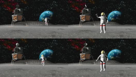 月球上的宇航员HD1080高清在线视频素材下载