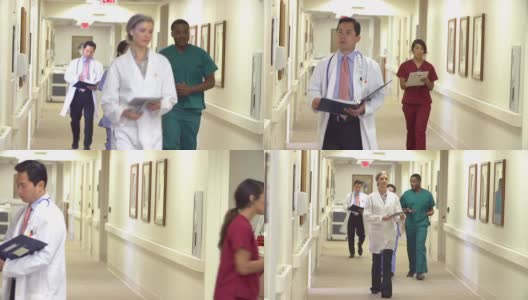 医院走廊上的医护人员高清在线视频素材下载