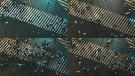 日本东京，城市行人争相穿过街道。夜景高清在线视频素材下载