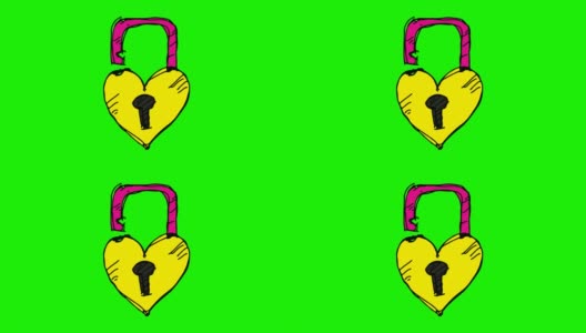 孩子们画绿色的挂锁爱的主题背景高清在线视频素材下载