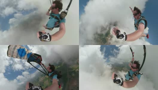 跳伞者在自由落体时拍摄了一段令人惊叹的自拍视频高清在线视频素材下载