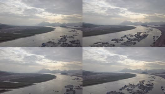 日落时分的渔场，福建霞浦，中国高清在线视频素材下载