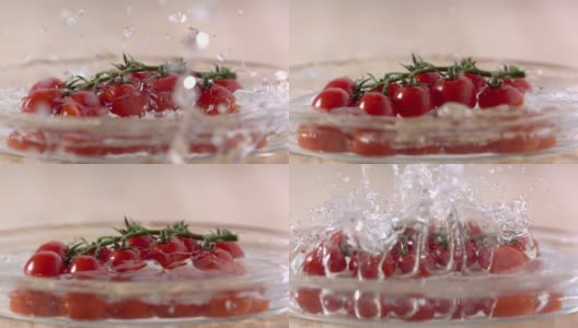 缓慢的莫蒲式耳西红柿使溅高清在线视频素材下载