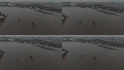 珠江上的大型货船。广州中国高清在线视频素材下载