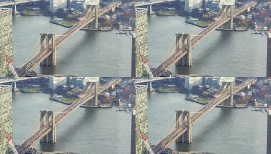 纽约市东河上的布鲁克林大桥高清在线视频素材下载