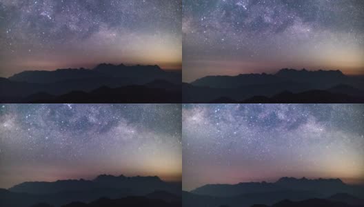 蓝天和银河上的山，时光流逝运动高清在线视频素材下载