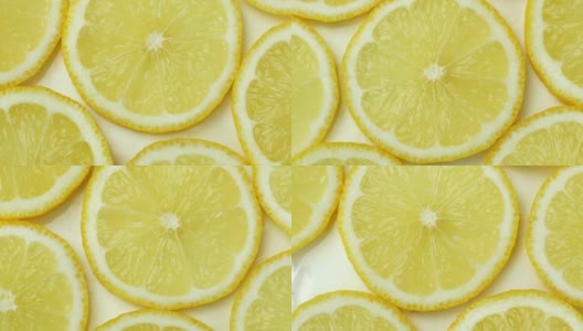 一个多汁的黄色柠檬旋转。俯视图，360度旋转，一个柠檬的特写。高清在线视频素材下载