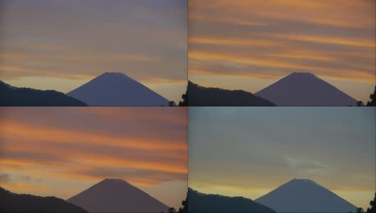 戏剧性的天空:富士山上方的橙色云高清在线视频素材下载