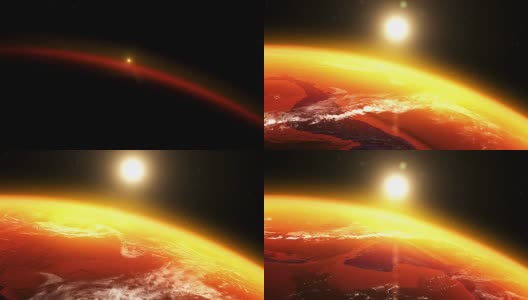 现实的地球和从太空看到的日出高清在线视频素材下载