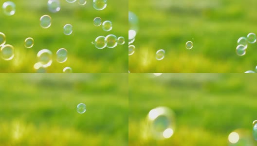 绿草背景上的气泡高清在线视频素材下载
