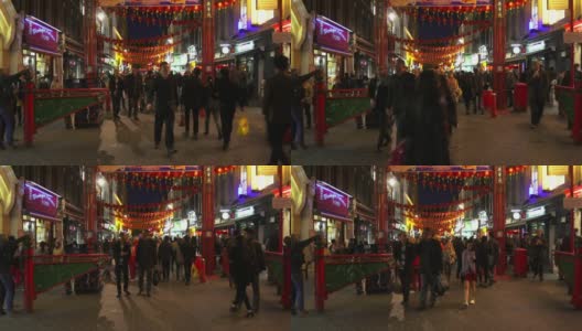 London Chinatown Nightlife Street Scene In Gerrard St高清在线视频素材下载
