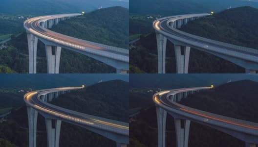 日落时分高架桥上的交通高清在线视频素材下载