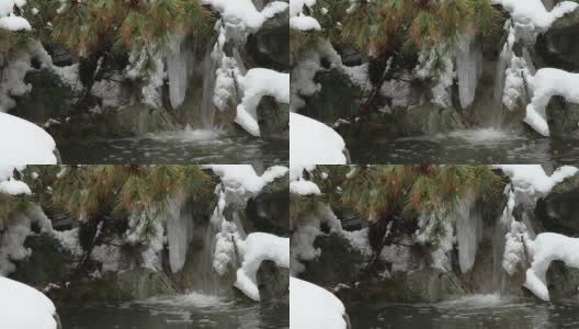 冬天的瀑布高清在线视频素材下载