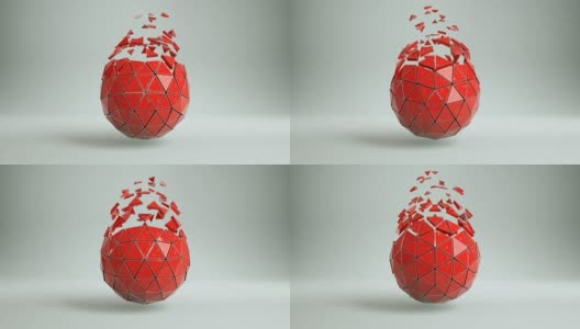 Polygonal sphere with separated polygons loopable 3D render高清在线视频素材下载