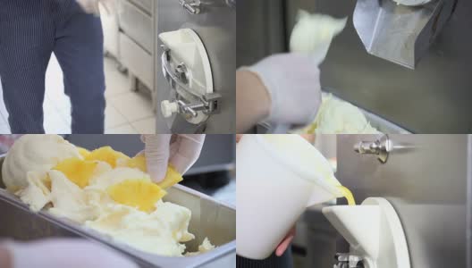 用专业的机，制作菠萝口味的冰淇淋高清在线视频素材下载