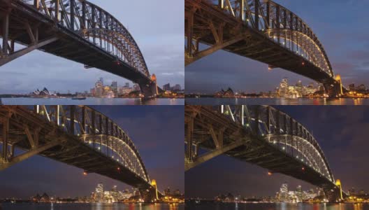 悉尼海港大桥和歌剧院黄昏延时高清在线视频素材下载