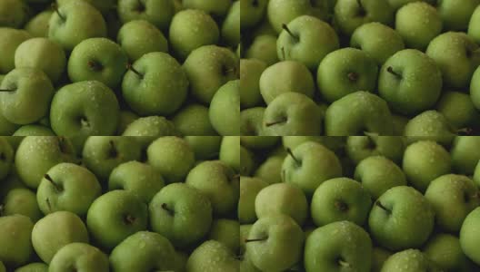 新鲜的绿色苹果充分框架使用作为背景高清在线视频素材下载