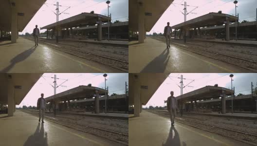 年轻人在火车站，旅行的概念高清在线视频素材下载