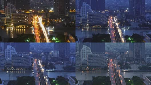 time - apse Transportation, BTS Skytrain, Cars, Boats, Sathorn，曼谷，泰国高清在线视频素材下载
