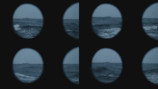 从波涛汹涌的海面上一艘船的舷窗里高清在线视频素材下载