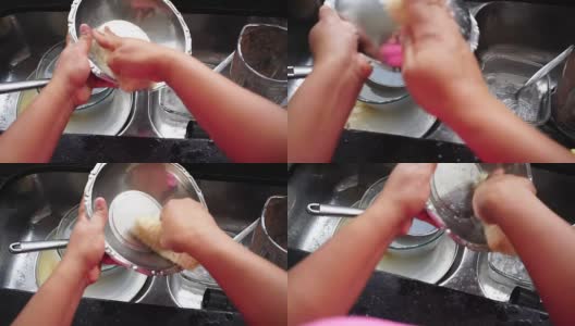 洗碗的女人- POV高清在线视频素材下载