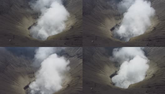 烟雾从布罗莫火山的火山口升起高清在线视频素材下载