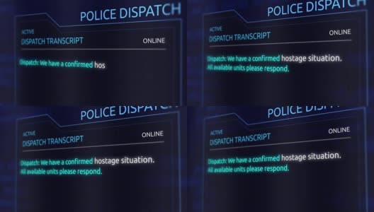 虚拟警察调度记录图形界面-人质情况高清在线视频素材下载