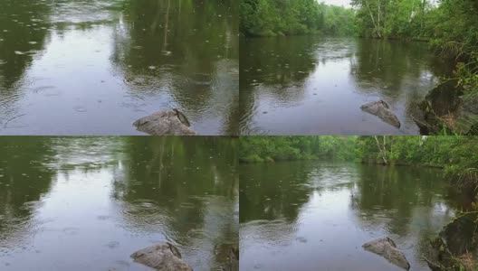 河上的雨水高清在线视频素材下载