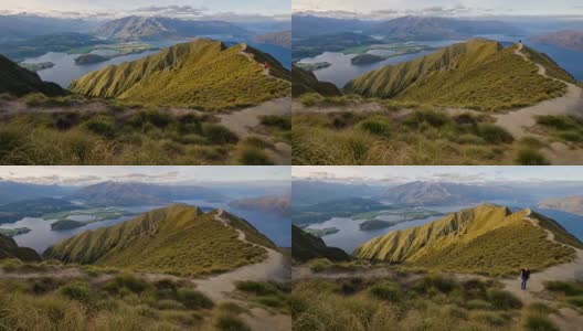 新西兰瓦纳卡湖的罗伊峰徒步路线，时间流逝运动，从左到右的摄影车高清在线视频素材下载