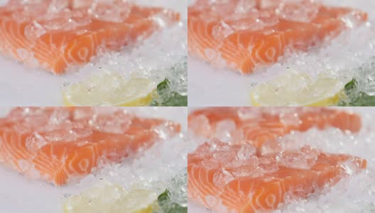 冰冻的红鱼在市场上的特写镜头高清在线视频素材下载