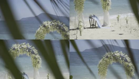 热带岛屿上的婚礼装饰高清在线视频素材下载