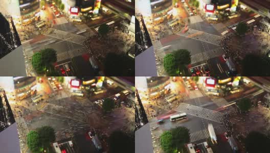 俯瞰日本东京的涩谷十字路口高清在线视频素材下载
