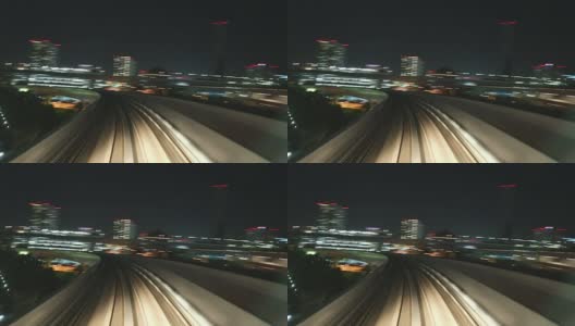 东京夜间运行的高速列车高清在线视频素材下载