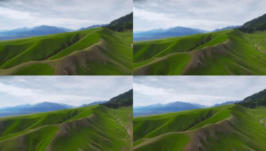 中国新疆天山草原鸟瞰图。高清在线视频素材下载