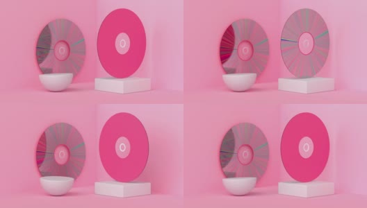 粉色磁盘抽象运动3d渲染高清在线视频素材下载