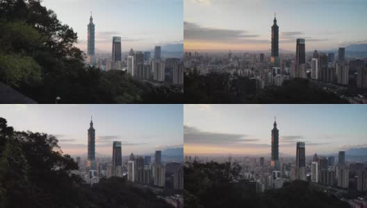 空中日落市景台北101台湾HD 1高清在线视频素材下载