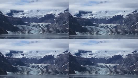 阿拉斯加冰川湾景观与约翰霍普金斯冰川。高清在线视频素材下载