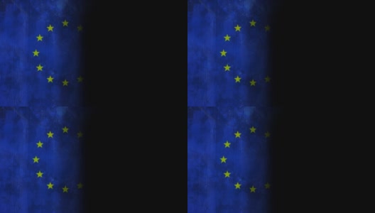 欧盟旗帜上闪烁着紫光的动画高清在线视频素材下载