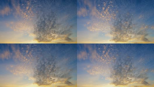 橙色的日出或日落卷积云在深蓝色的天空高清在线视频素材下载