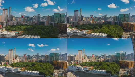 时间流逝的香港城市景观与晴天和透过窗户高清在线视频素材下载