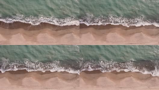 海滨鸟瞰图的海滩和波浪高清在线视频素材下载