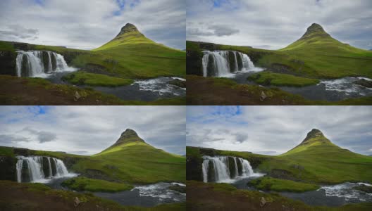 冰岛Kirkjufell移动云和水的延时视频高清在线视频素材下载
