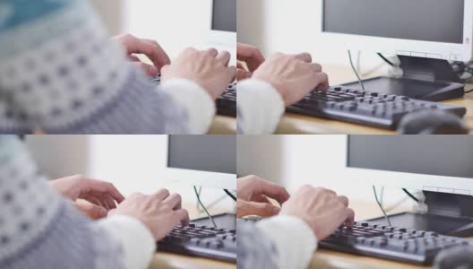 男人的手放在电脑键盘上高清在线视频素材下载