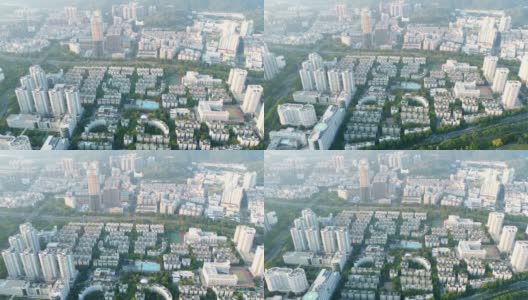 中国深圳密集的房屋和城市道路高清在线视频素材下载