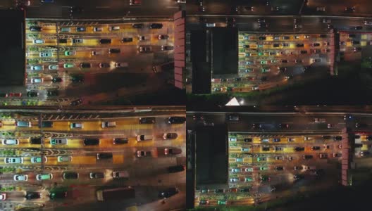 雅加达收费公路入口的夜间交通高清在线视频素材下载