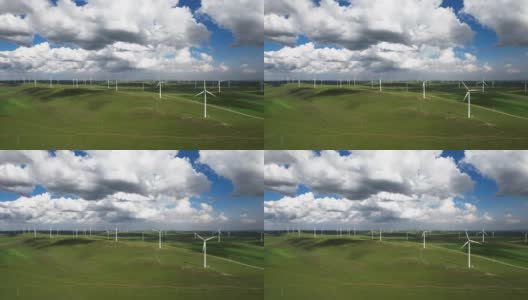风力涡轮机鸟瞰图高清在线视频素材下载