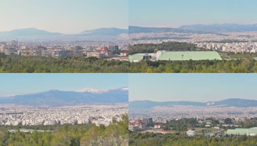 全景图描绘了雅典城周围的山脉。高清在线视频素材下载