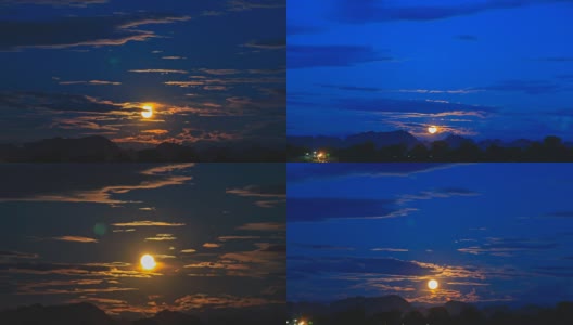 间隔拍摄:月亮上升。(放大)高清在线视频素材下载