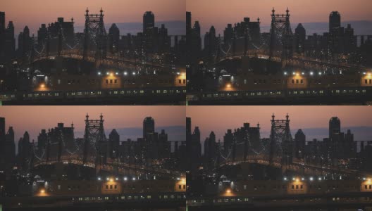 纽约皇后区大桥的黄昏高清在线视频素材下载