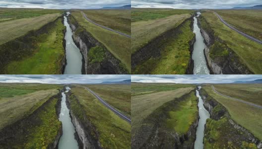 飞越冰岛峡谷上空高清在线视频素材下载